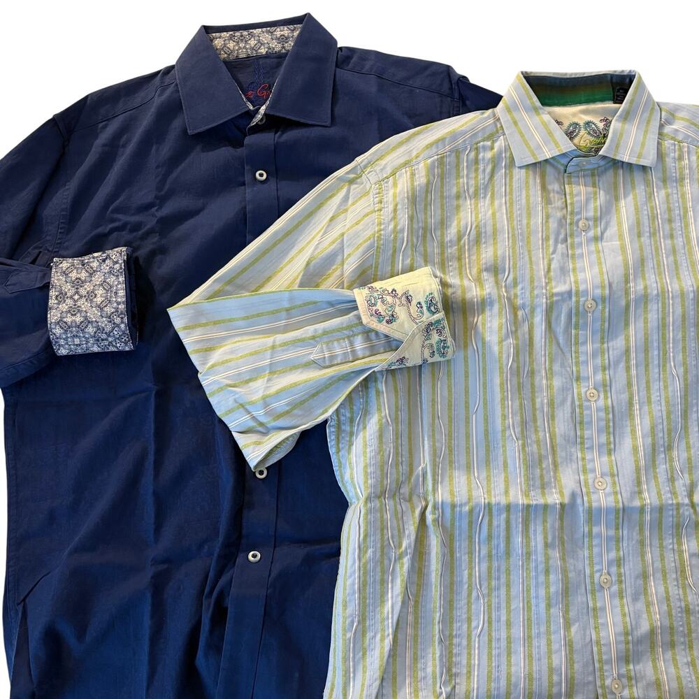 Set of 2 Robert Graham Long Sleeve Button Down Shirts Flip Cuffs Size Medium